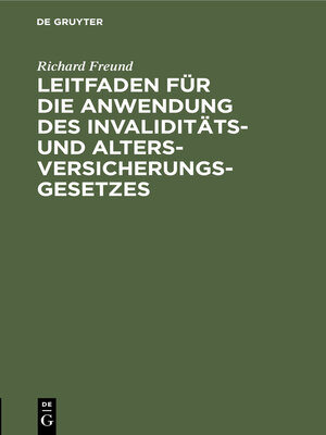 cover image of Leitfaden für die Anwendung des Invaliditäts- und Altersversicherungsgesetzes